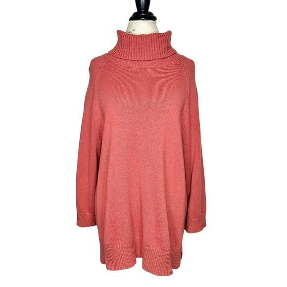 Soft Surroundings | Women | Rust Wool Blend Button Up Turtleneck Sweater | Large - Picture 2 of 8